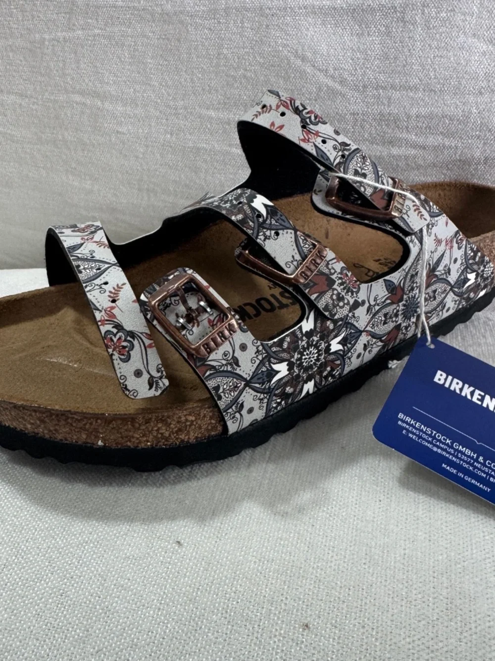 NEW Birkenstock Florida Boho Flowers Navy Birko-Flor Sandals Women EU 38 - Picture 5 of 10